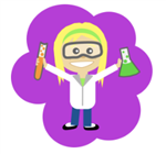 Icon image of a student excited about science. 